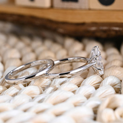 1.0 CT Round Solitaire Lab Grown Diamond Bridal Ring Set