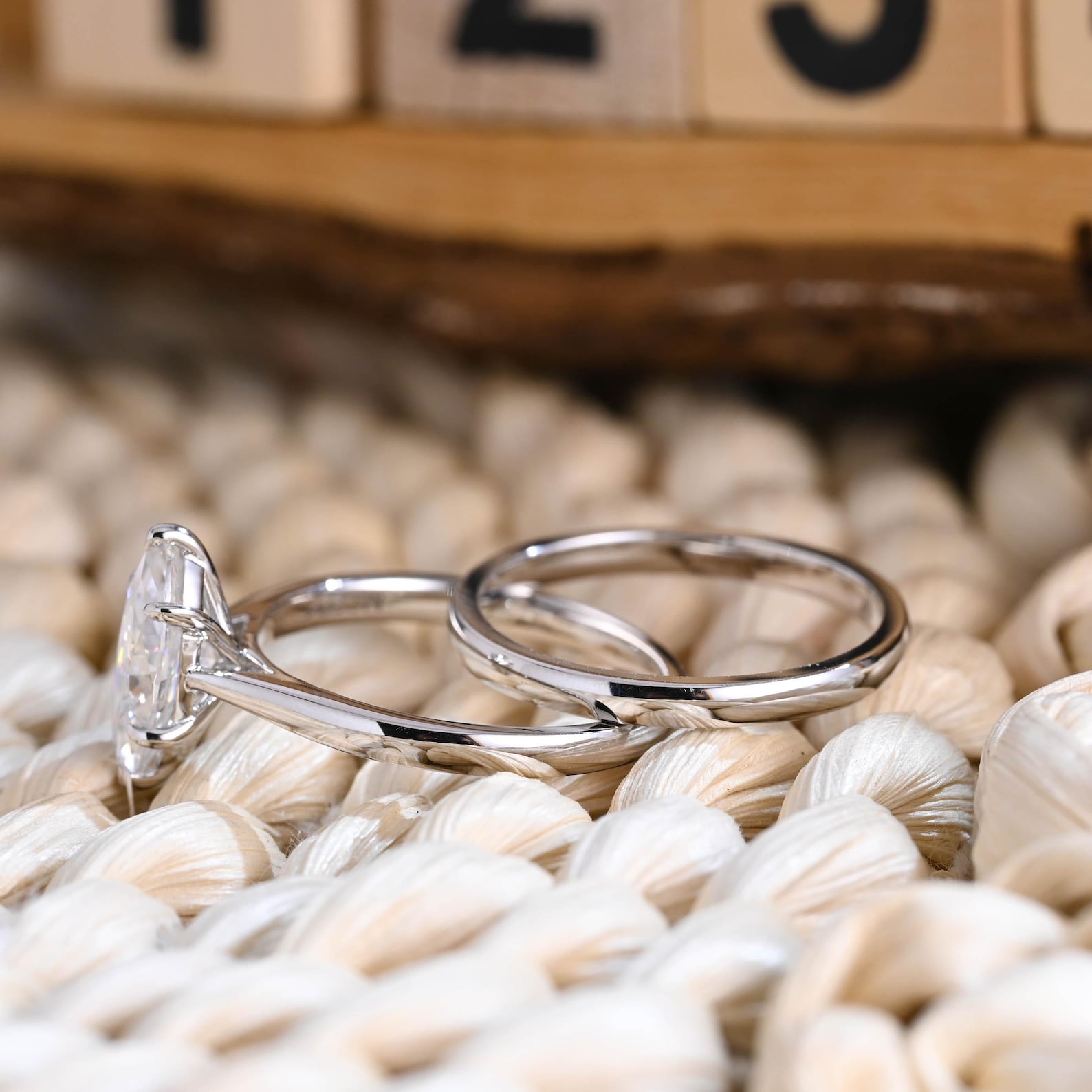 1.0 CT Round Solitaire Lab Grown Diamond Bridal Ring Set