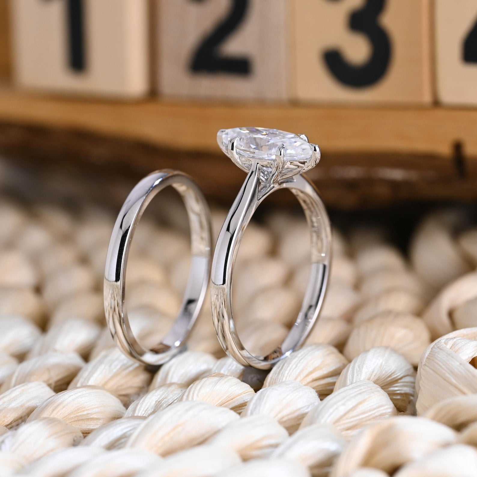 1.0 CT Round Solitaire Lab Grown Diamond Bridal Ring Set
