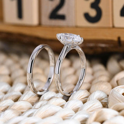 1.0 CT Round Solitaire Lab Grown Diamond Bridal Ring Set