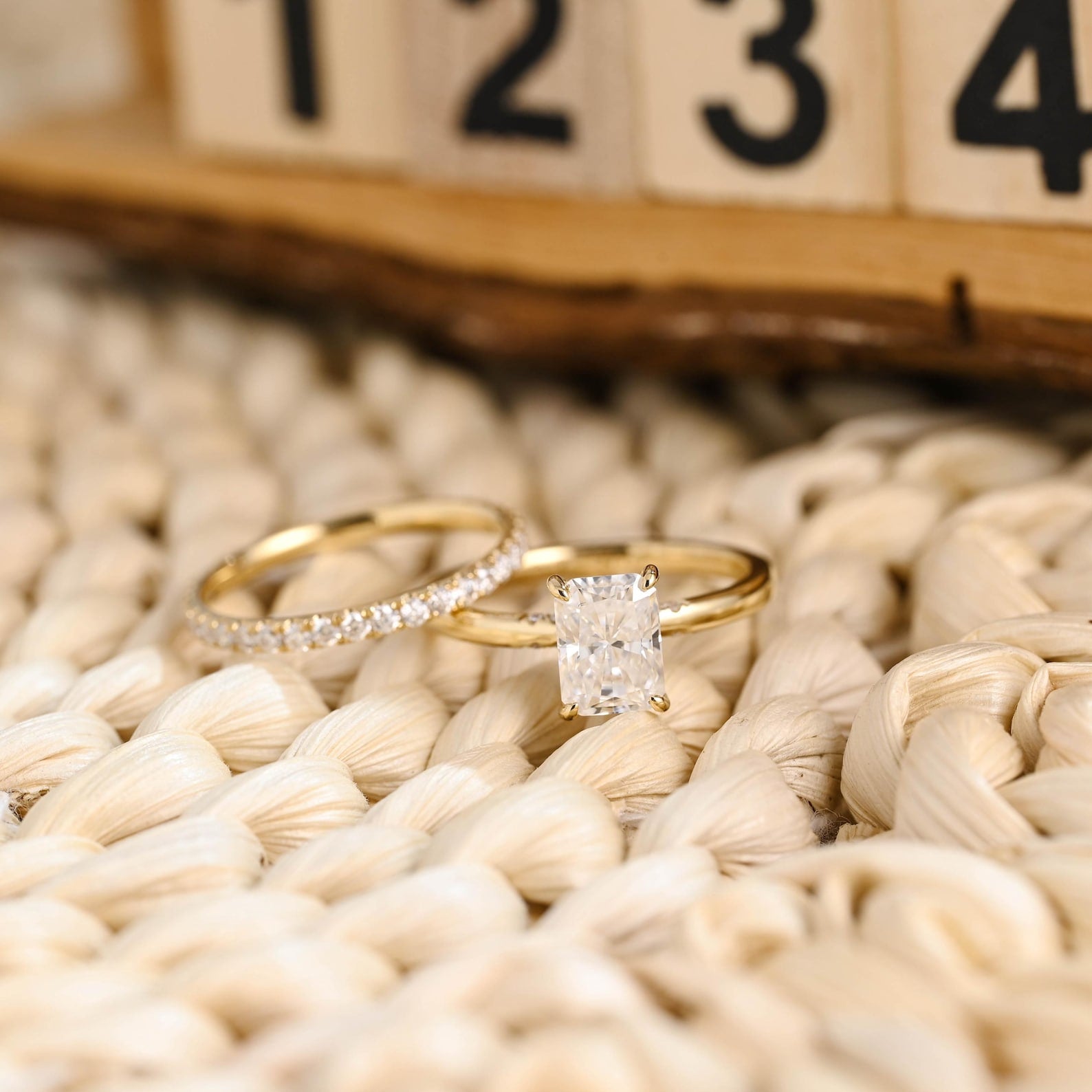 1.0 CT Round Solitaire Lab Grown Diamond Bridal Ring Set