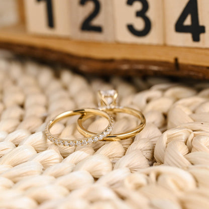 1.0 CT Round Solitaire Lab Grown Diamond Bridal Ring Set