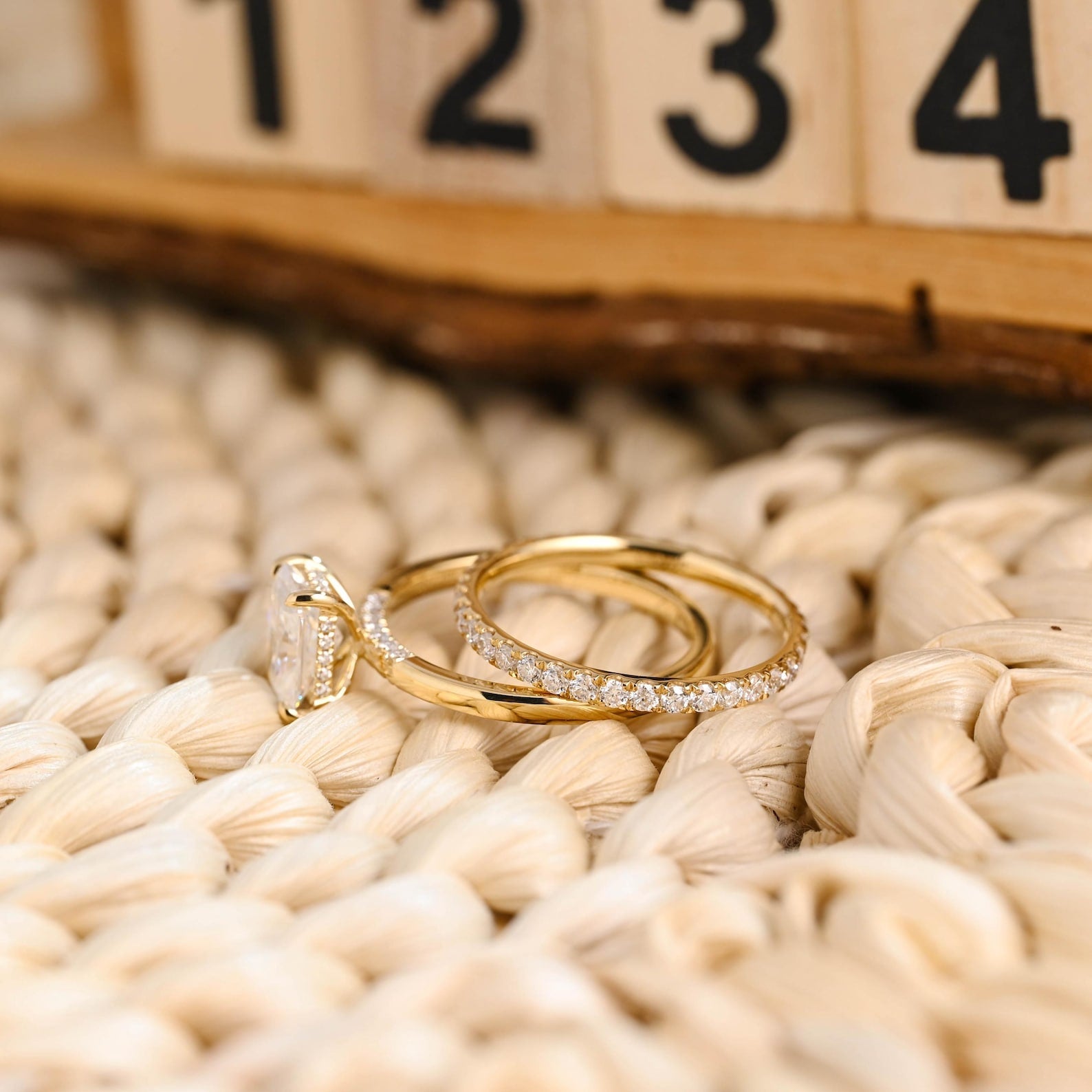 1.0 CT Round Solitaire Lab Grown Diamond Bridal Ring Set