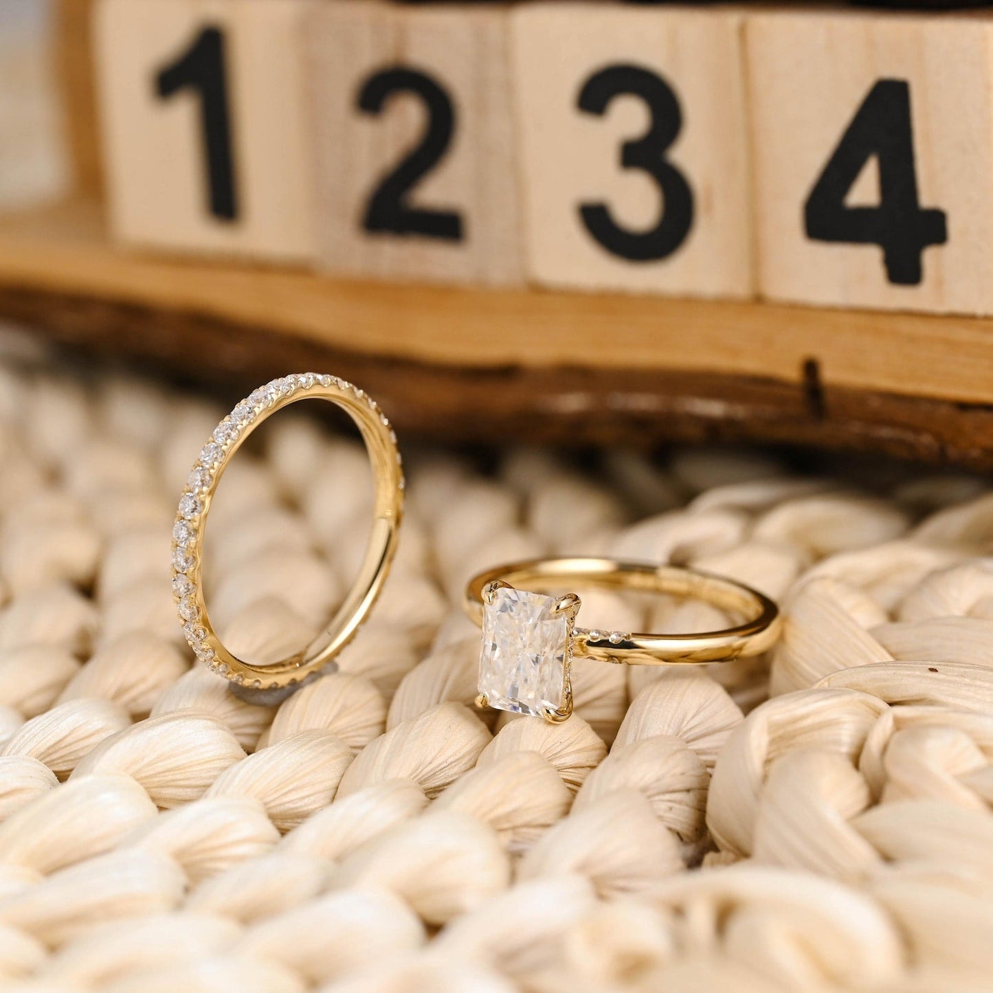 1.0 CT Round Solitaire Lab Grown Diamond Bridal Ring Set