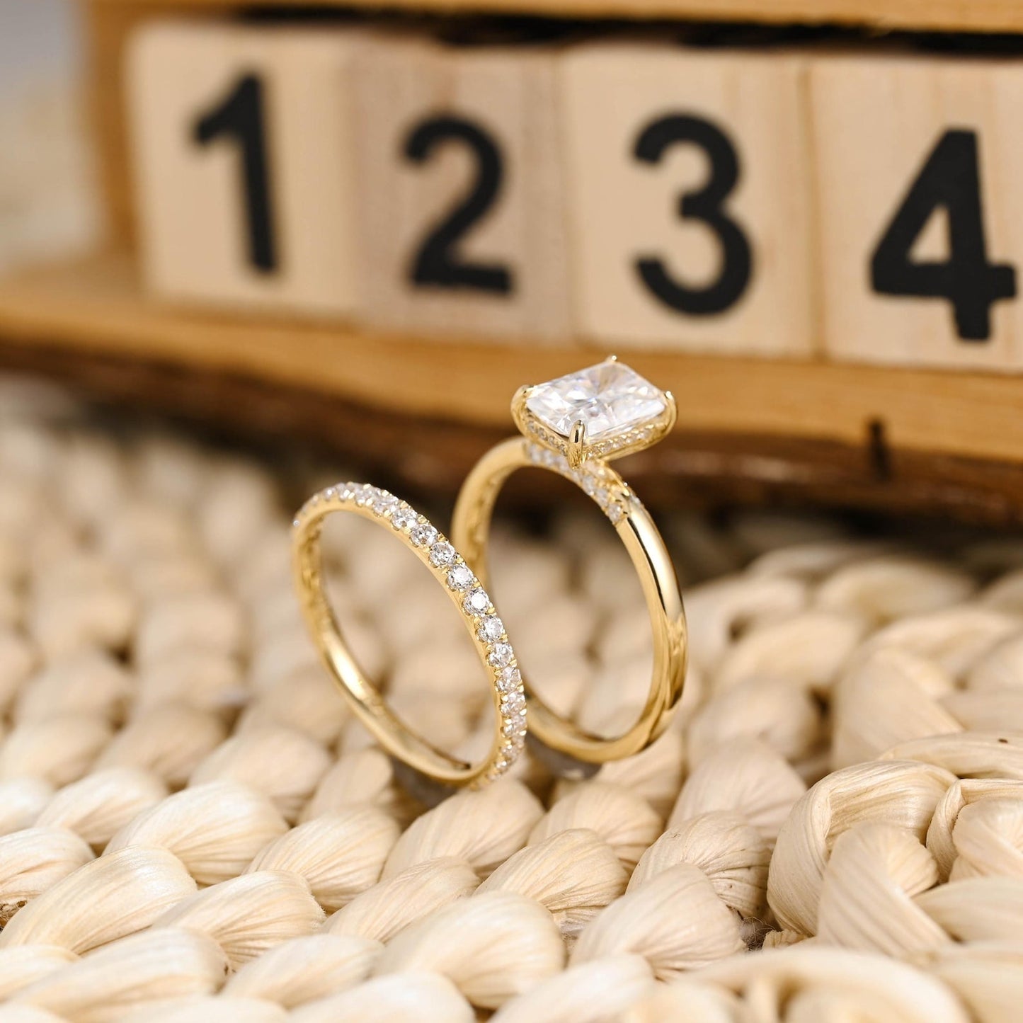 1.0 CT Round Solitaire Lab Grown Diamond Bridal Ring Set