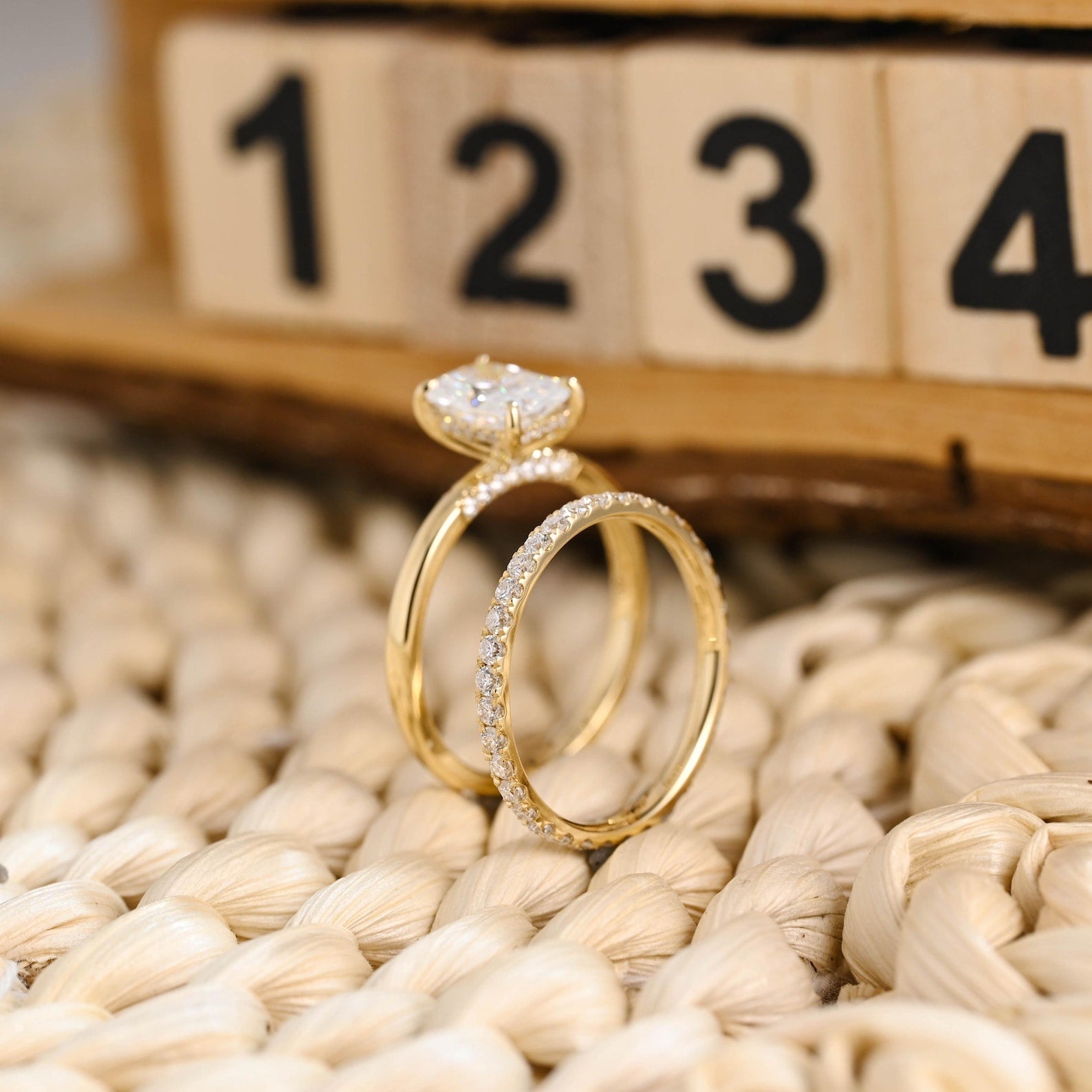 1.0 CT Round Solitaire Lab Grown Diamond Bridal Ring Set
