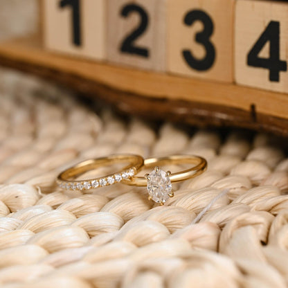 1.0 CT Round Solitaire Lab Grown Diamond Bridal Ring Set