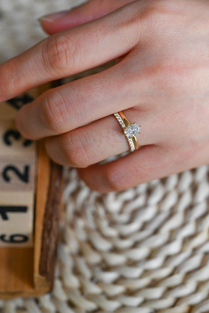 1.0 CT Round Solitaire Lab Grown Diamond Bridal Ring Set