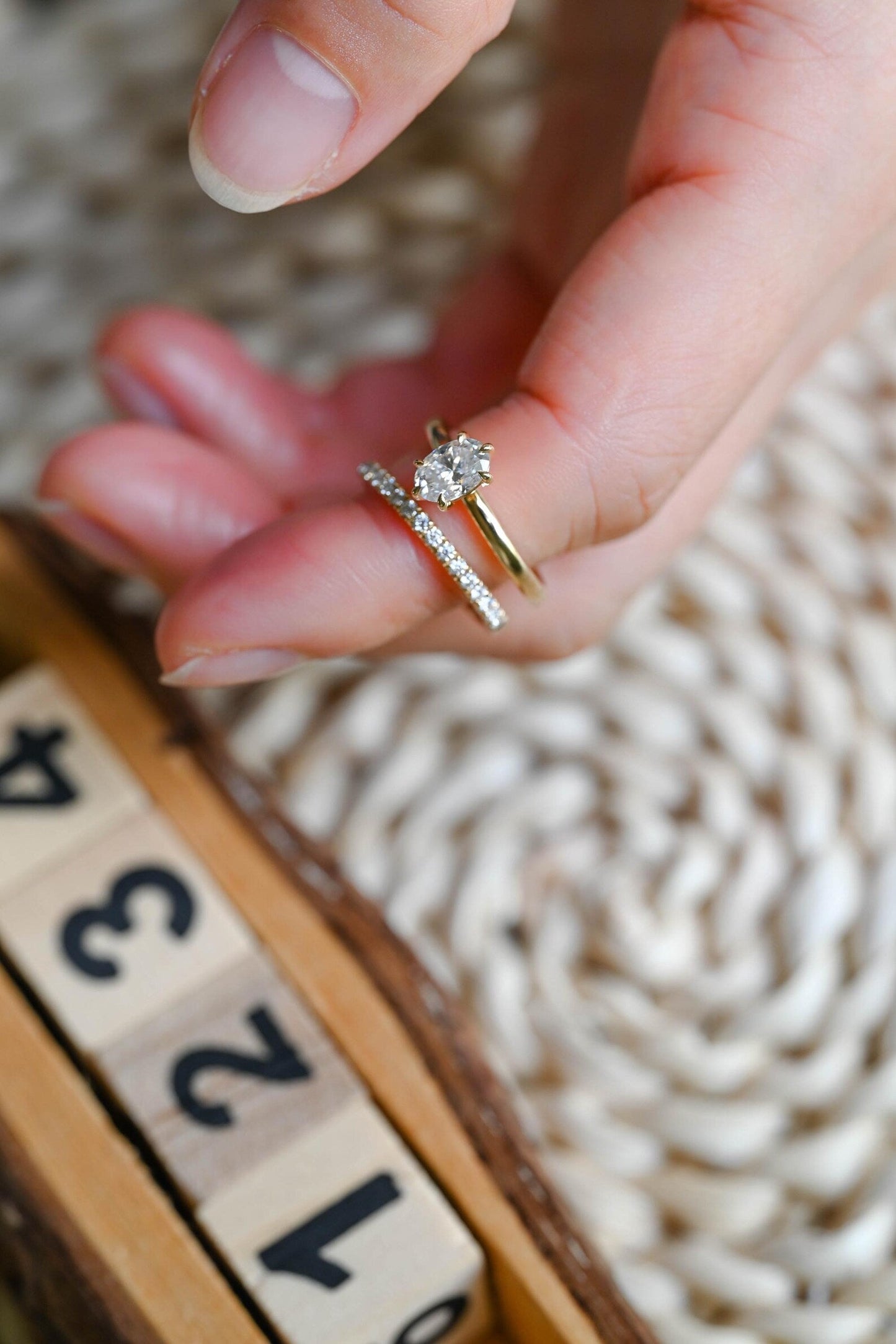 1.0 CT Round Solitaire Lab Grown Diamond Bridal Ring Set