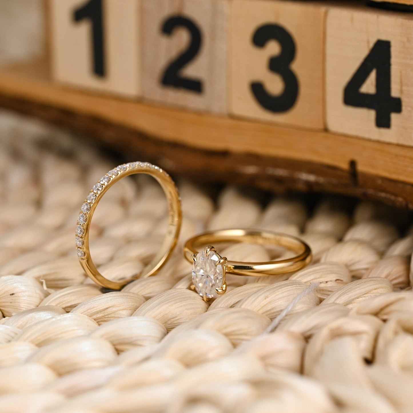 1.0 CT Round Solitaire Lab Grown Diamond Bridal Ring Set