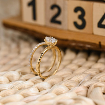 1.0 CT Round Solitaire Lab Grown Diamond Bridal Ring Set