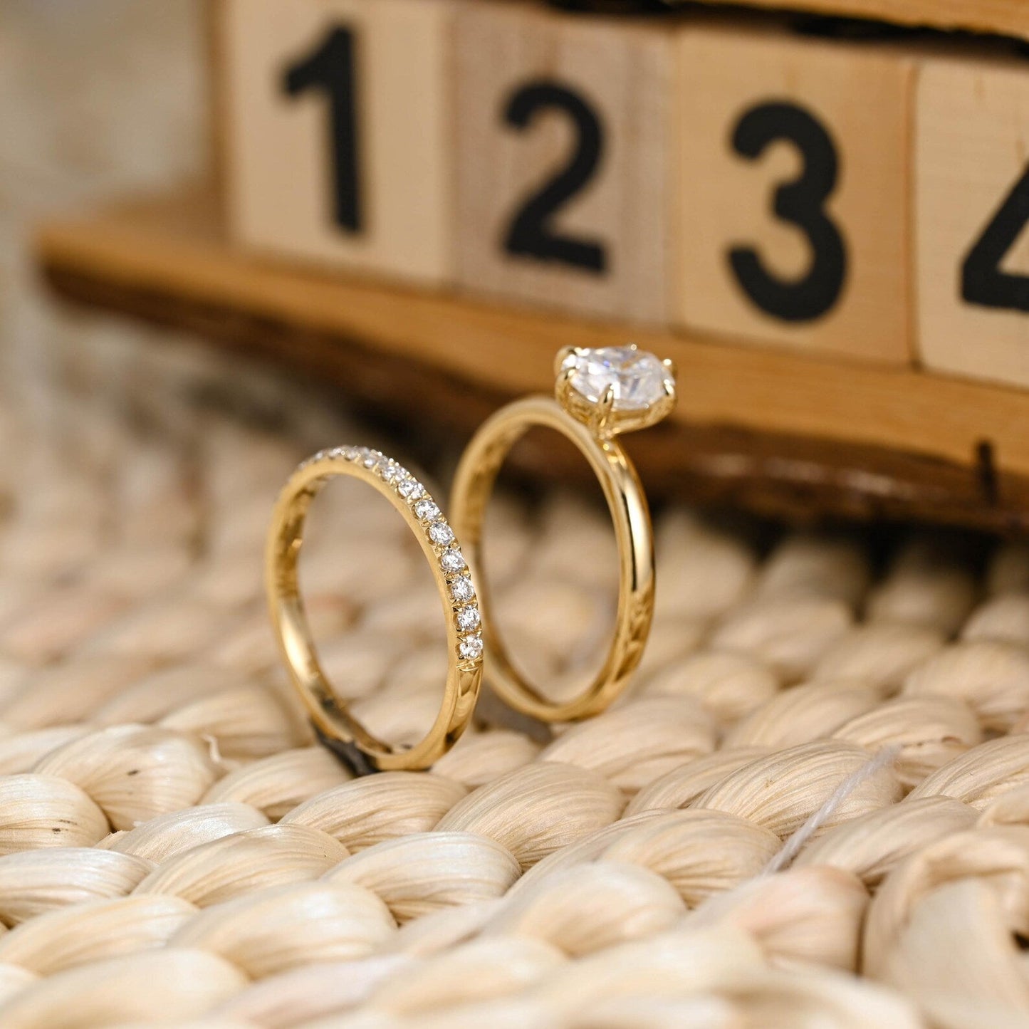 1.0 CT Round Solitaire Lab Grown Diamond Bridal Ring Set