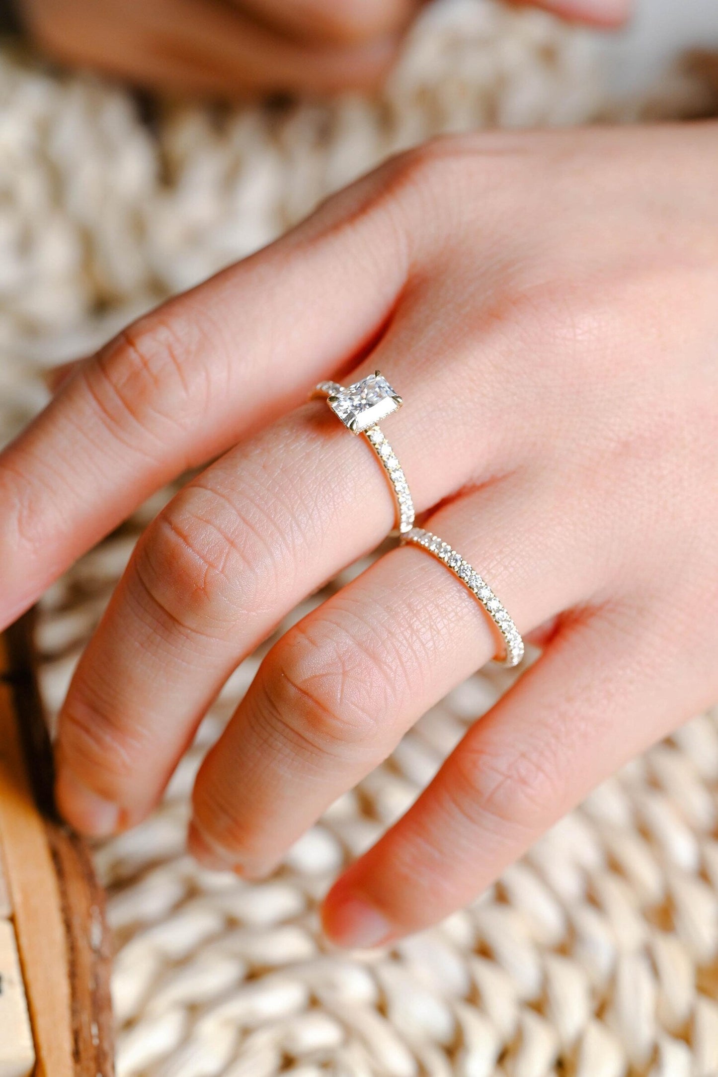 1.0 CT Round Solitaire Lab Grown Diamond Bridal Ring Set