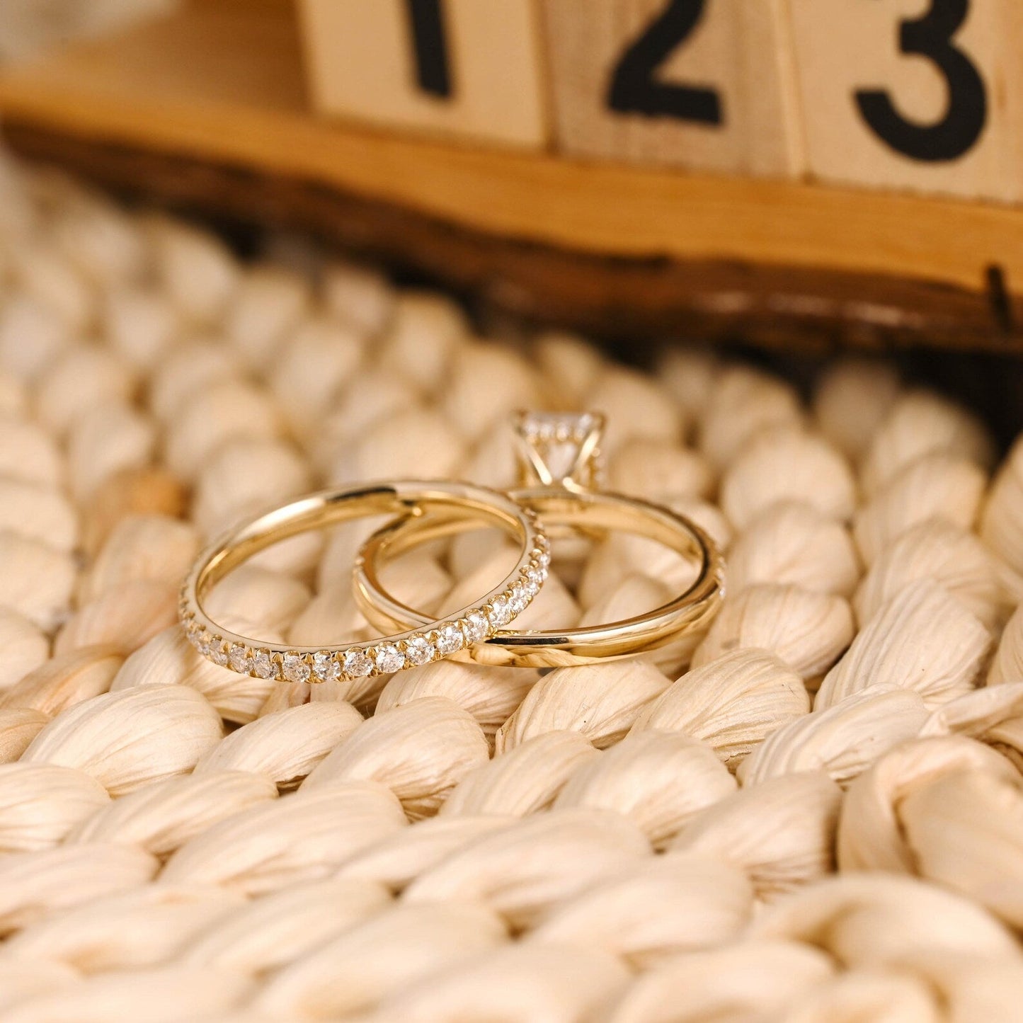 1.0 CT Round Solitaire Lab Grown Diamond Bridal Ring Set