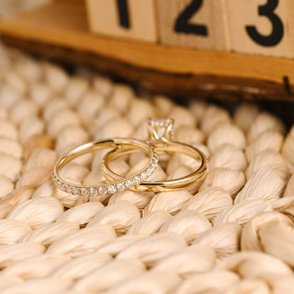 1.0 CT Round Solitaire Lab Grown Diamond Bridal Ring Set
