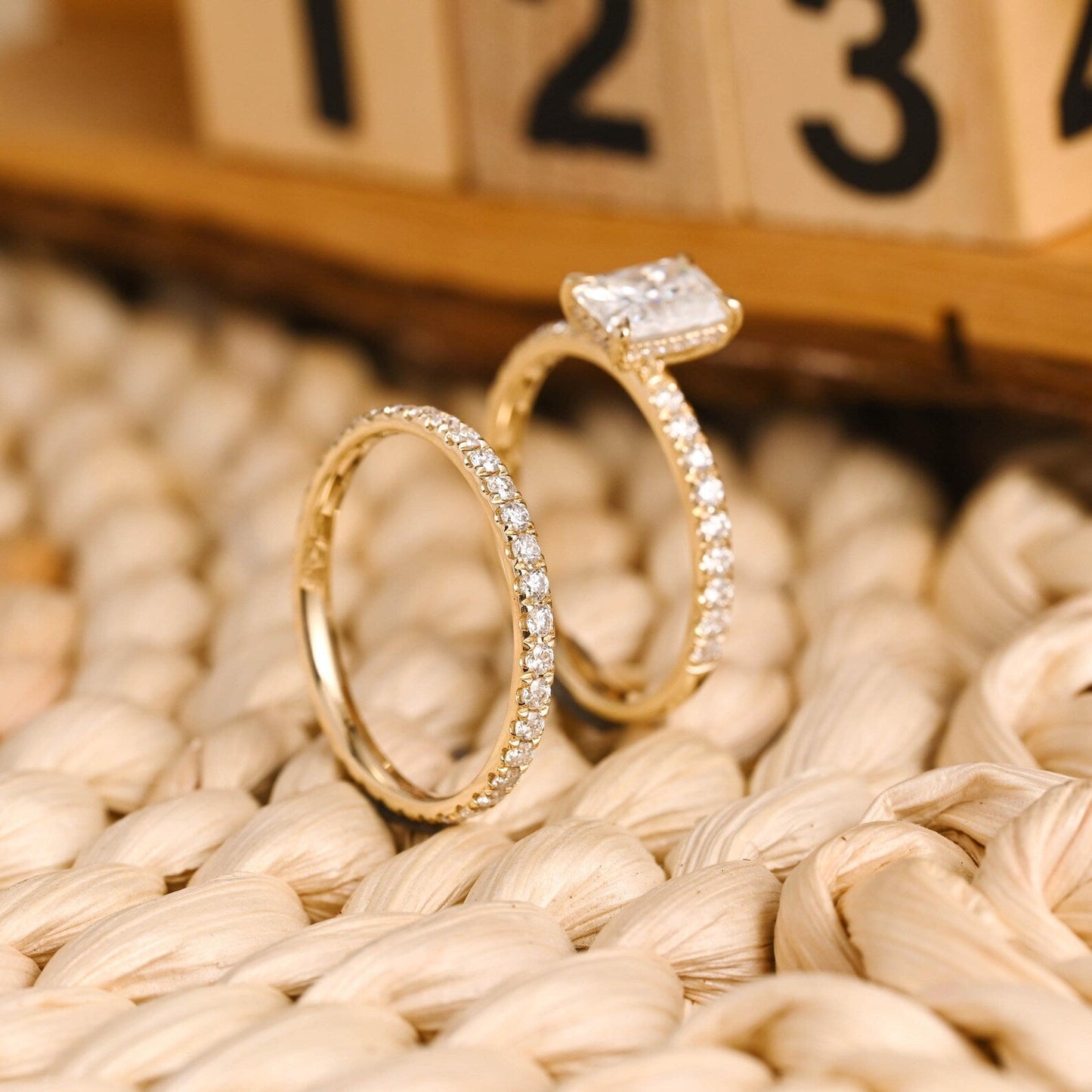 1.0 CT Round Solitaire Lab Grown Diamond Bridal Ring Set