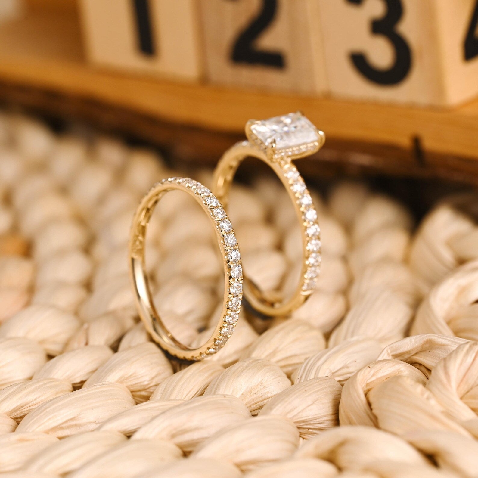 1.0 CT Round Solitaire Lab Grown Diamond Bridal Ring Set
