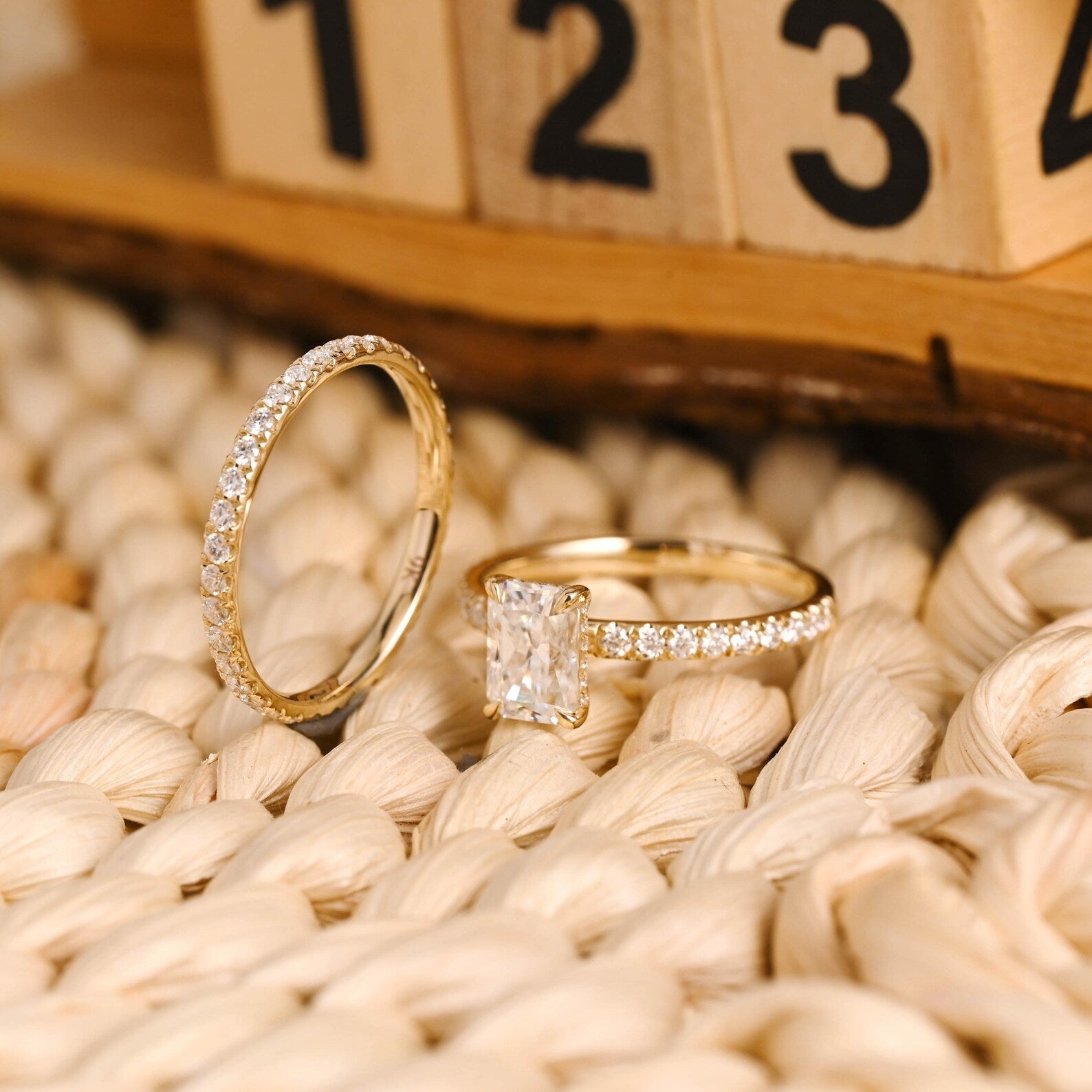 1.0 CT Round Solitaire Lab Grown Diamond Bridal Ring Set