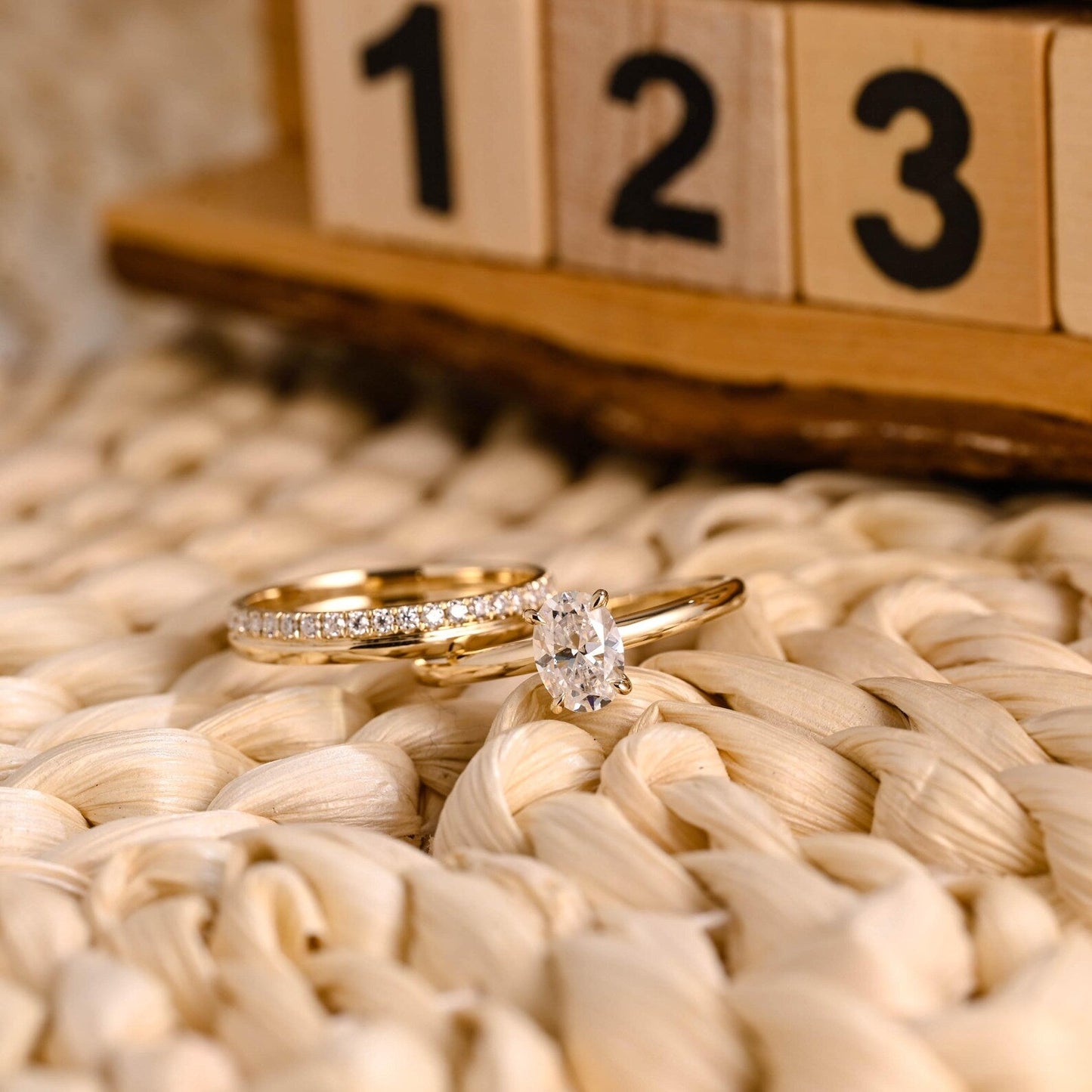 1.0 CT Round Solitaire Lab Grown Diamond Bridal Ring Set