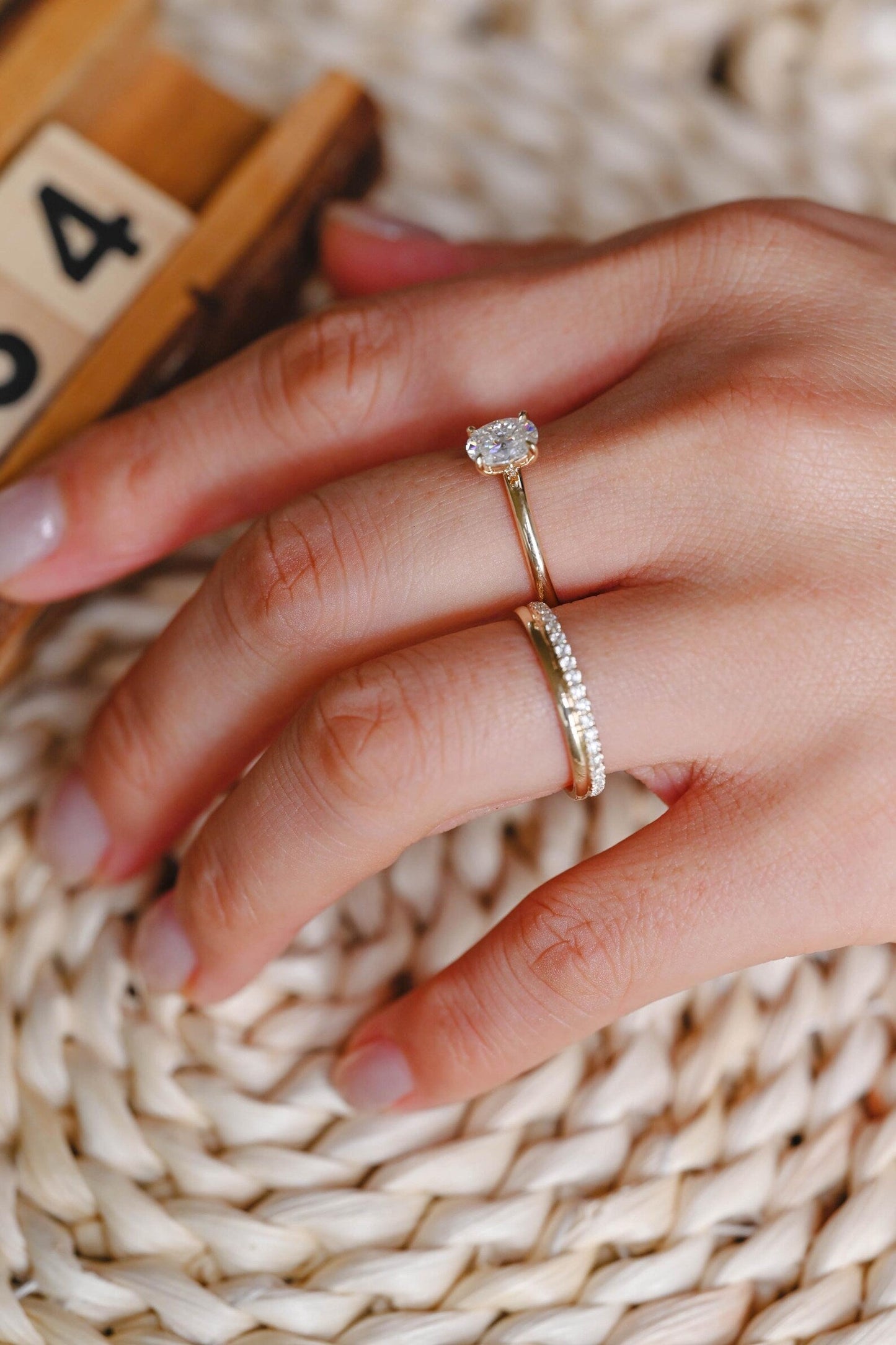 1.0 CT Round Solitaire Lab Grown Diamond Bridal Ring Set