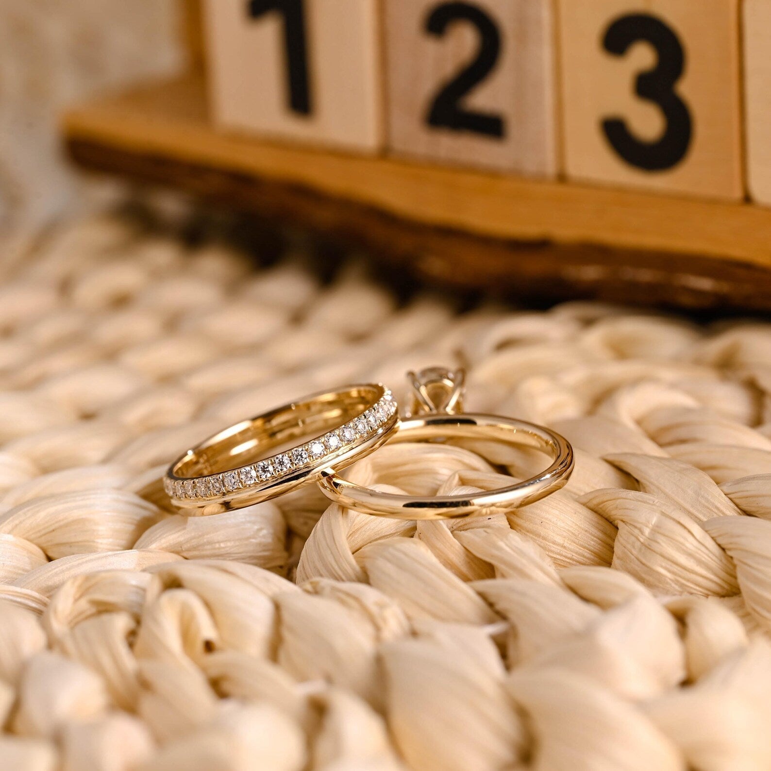 1.0 CT Round Solitaire Lab Grown Diamond Bridal Ring Set