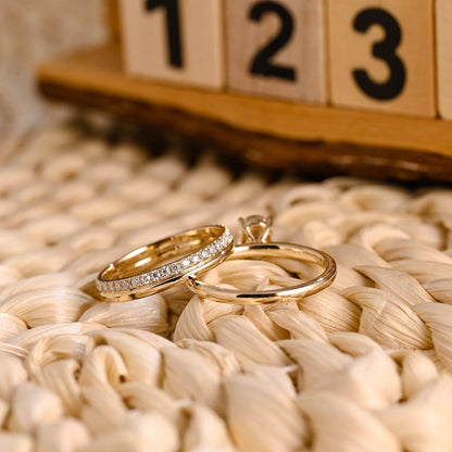 1.0 CT Round Solitaire Lab Grown Diamond Bridal Ring Set