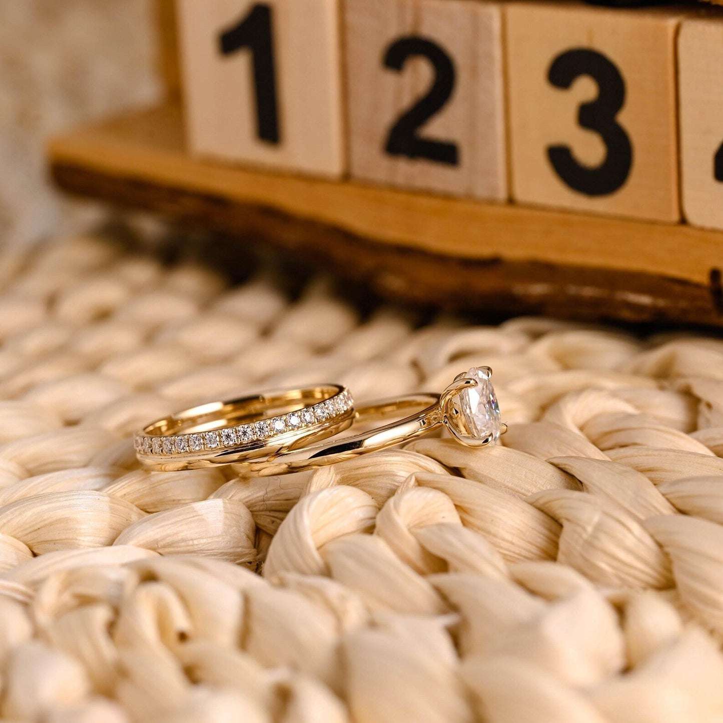 1.0 CT Round Solitaire Lab Grown Diamond Bridal Ring Set