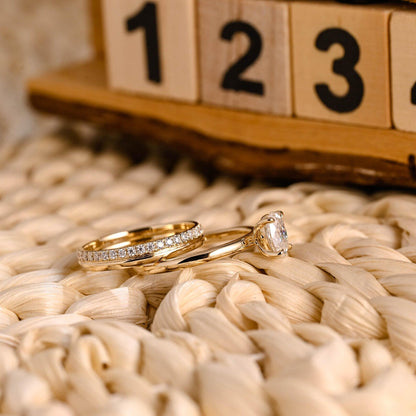 1.0 CT Round Solitaire Lab Grown Diamond Bridal Ring Set