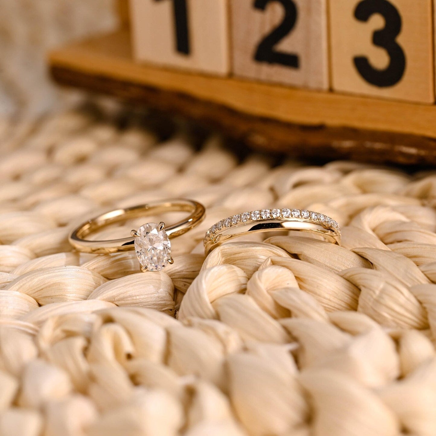 1.0 CT Round Solitaire Lab Grown Diamond Bridal Ring Set