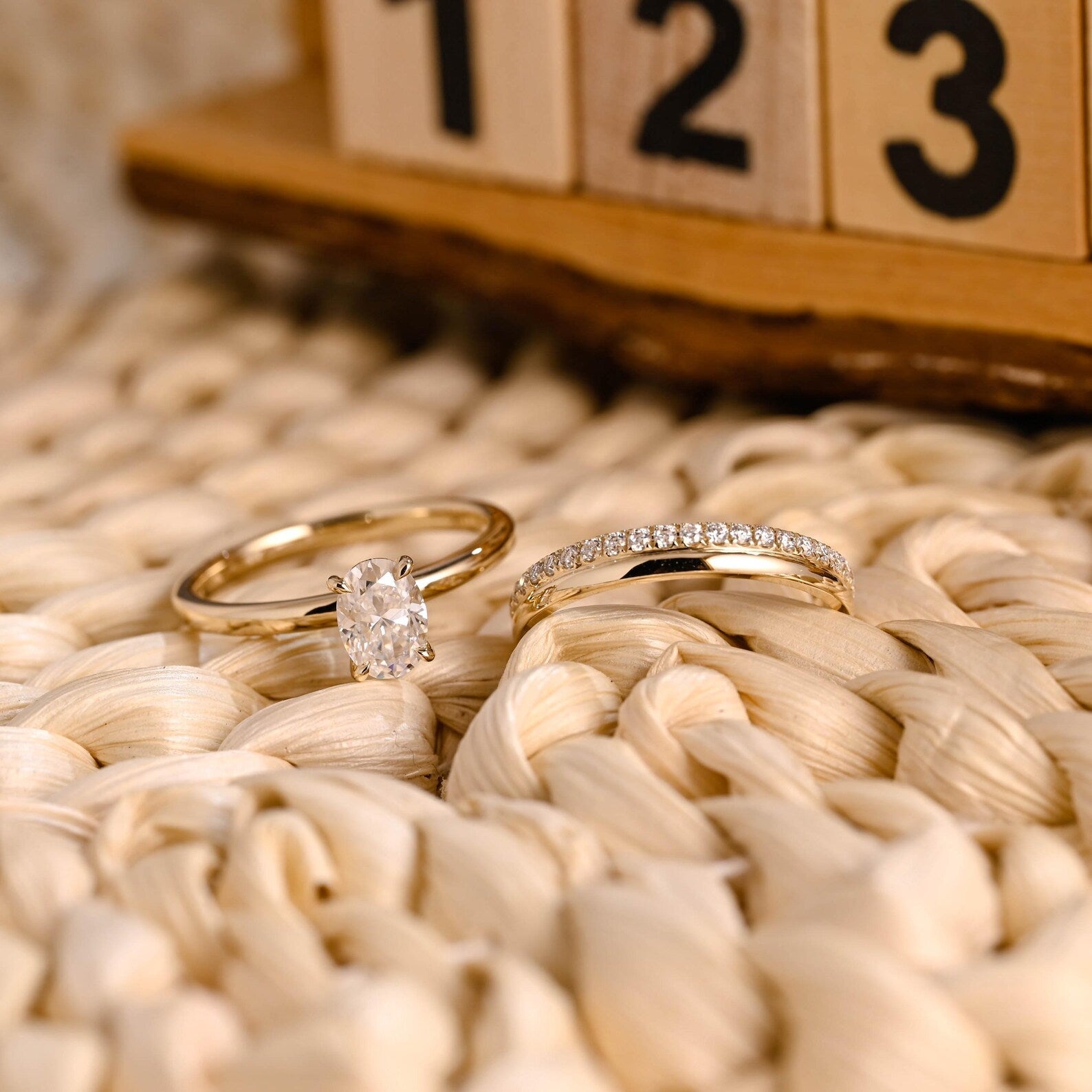 1.0 CT Round Solitaire Lab Grown Diamond Bridal Ring Set