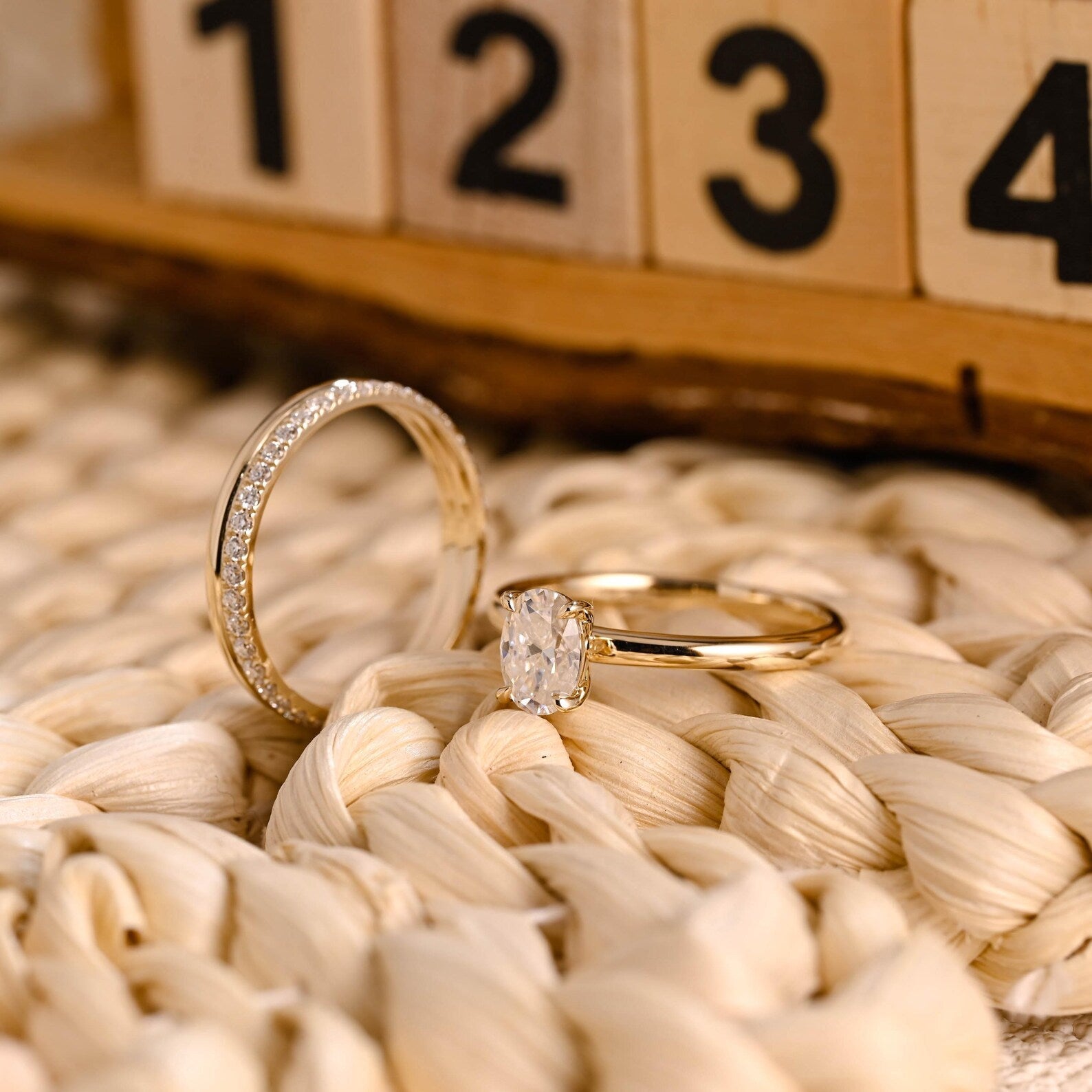1.0 CT Round Solitaire Lab Grown Diamond Bridal Ring Set