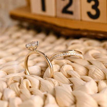 1.0 CT Round Solitaire Lab Grown Diamond Bridal Ring Set