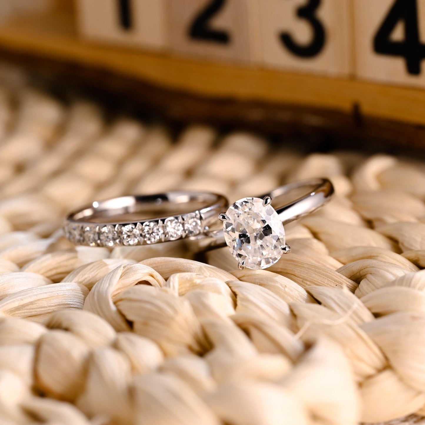 1.0 CT Round Solitaire Lab Grown Diamond Bridal Ring Set
