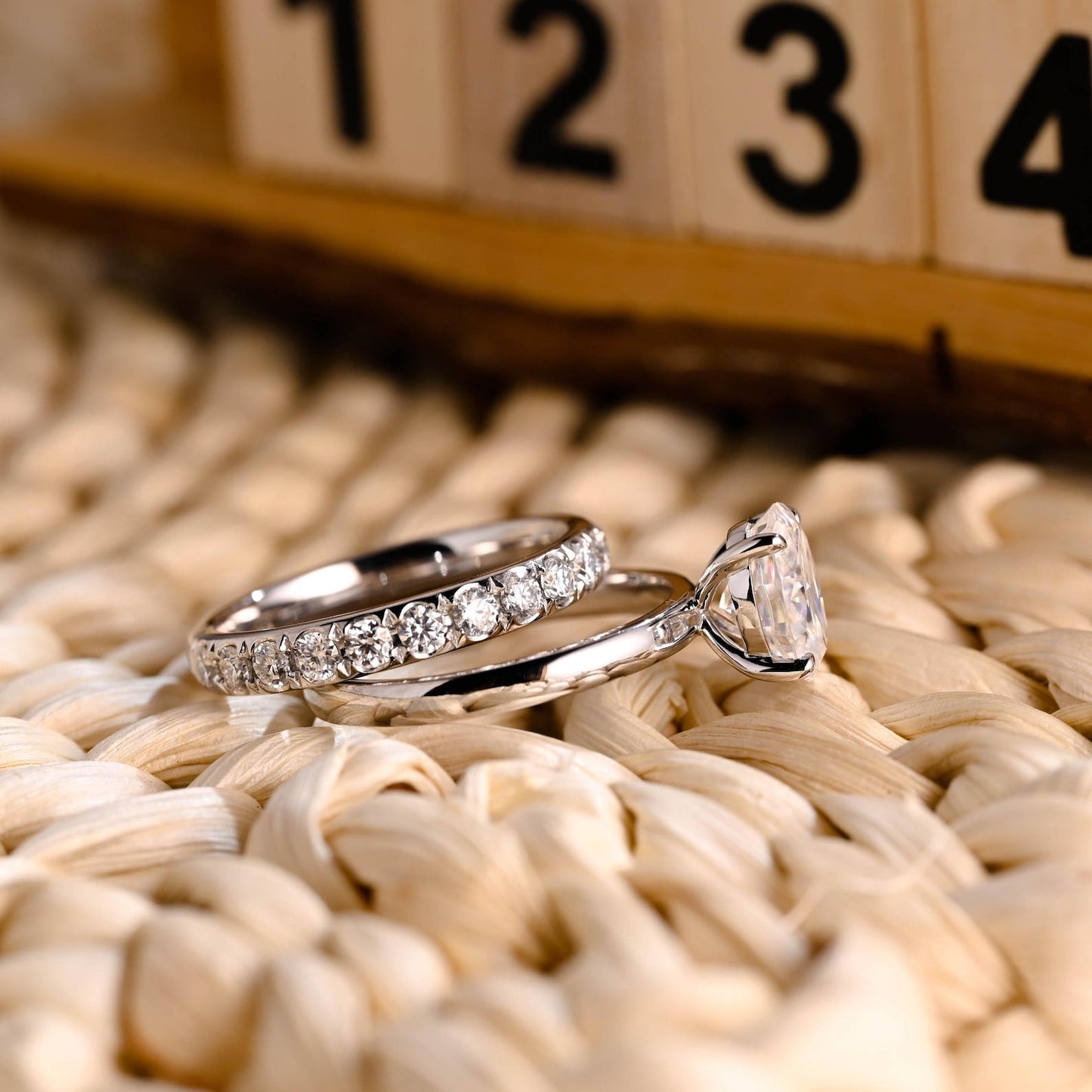 1.0 CT Round Solitaire Lab Grown Diamond Bridal Ring Set