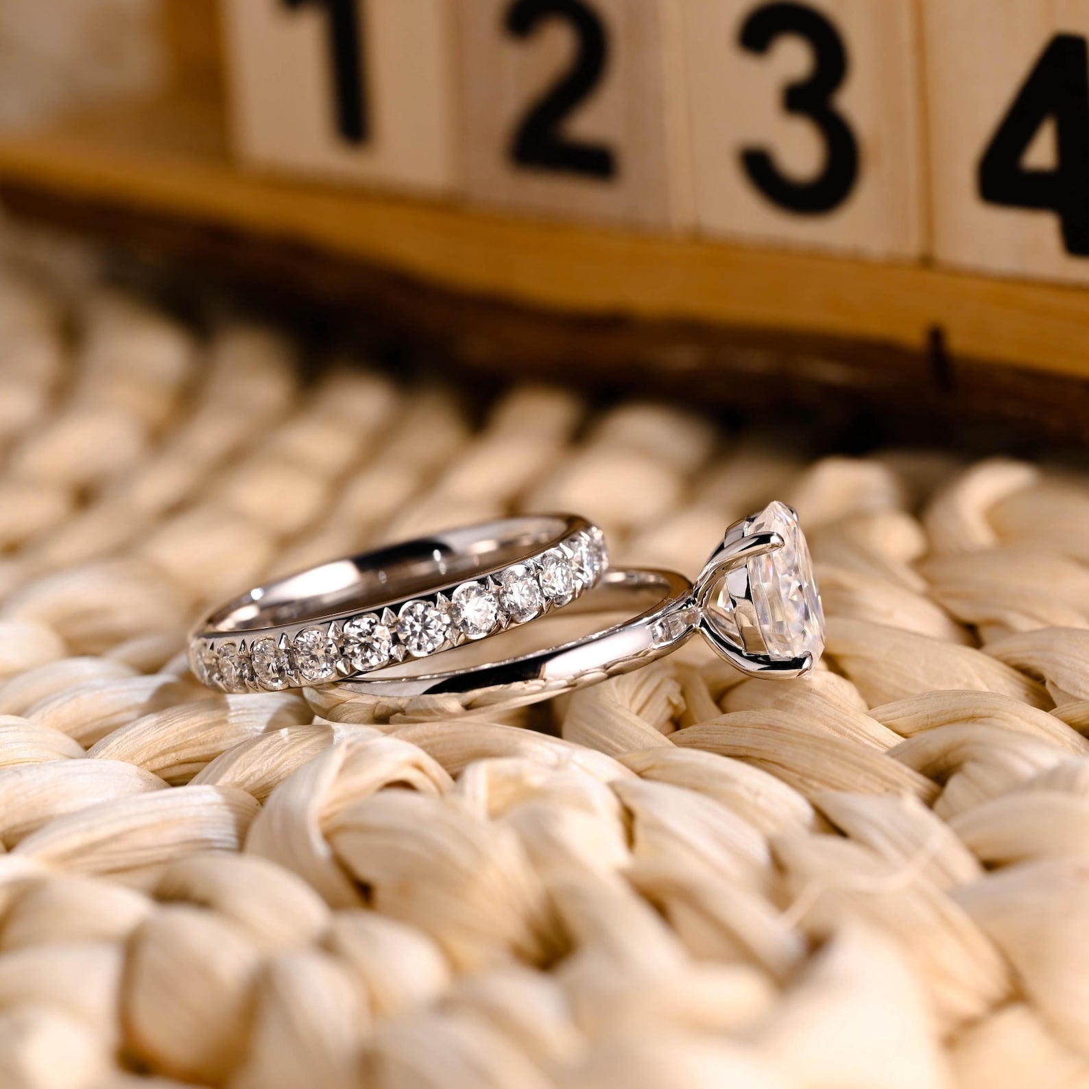 1.0 CT Round Solitaire Lab Grown Diamond Bridal Ring Set