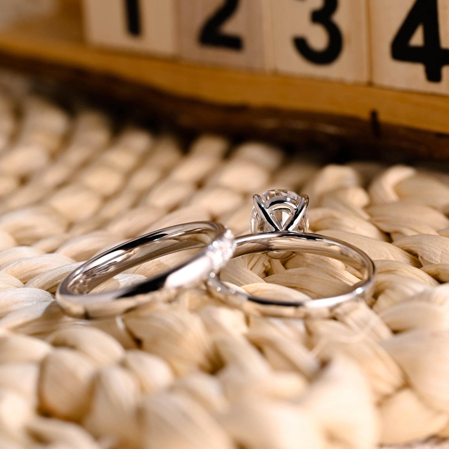 1.0 CT Round Solitaire Lab Grown Diamond Bridal Ring Set