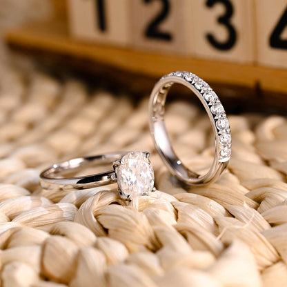 1.0 CT Round Solitaire Lab Grown Diamond Bridal Ring Set