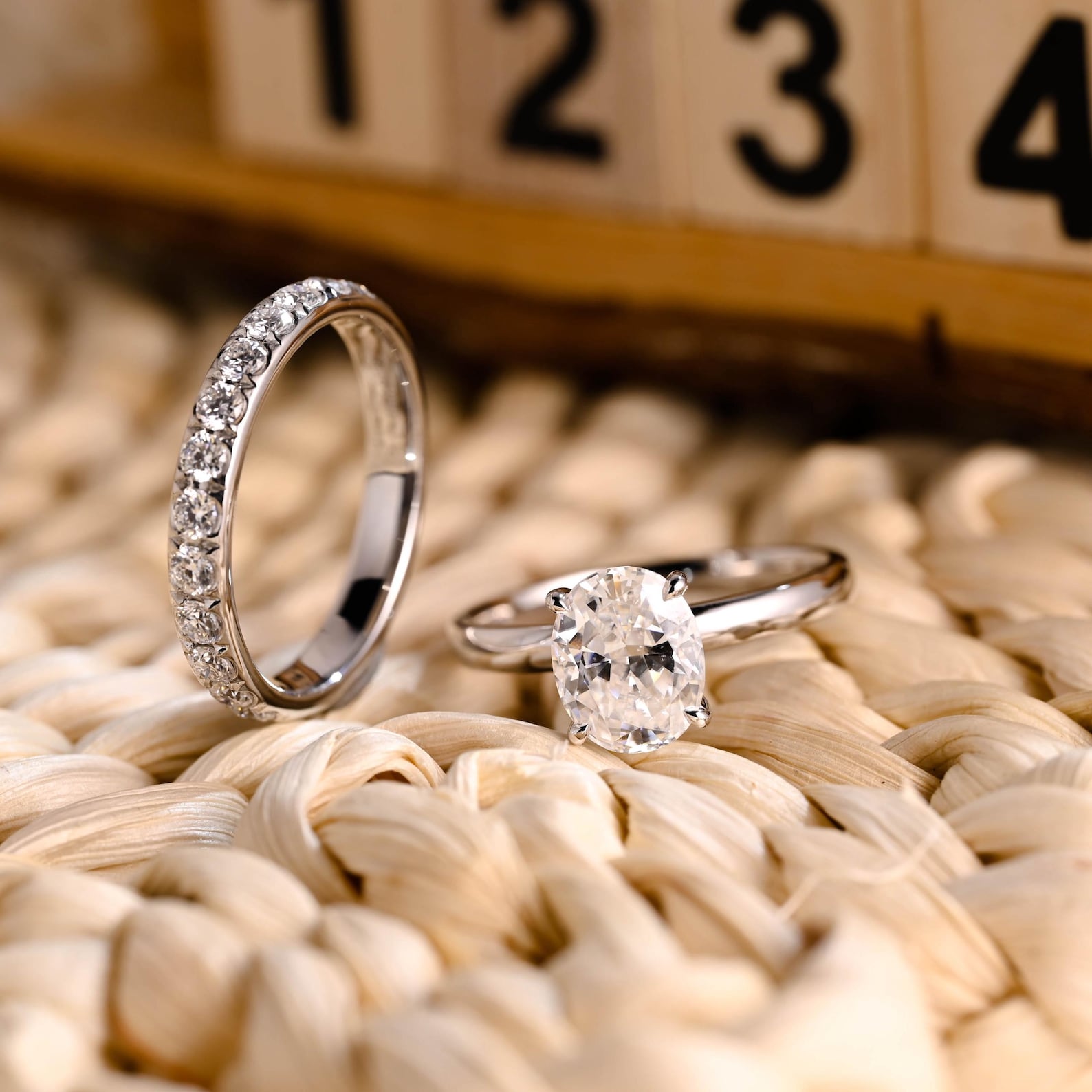 1.0 CT Round Solitaire Lab Grown Diamond Bridal Ring Set