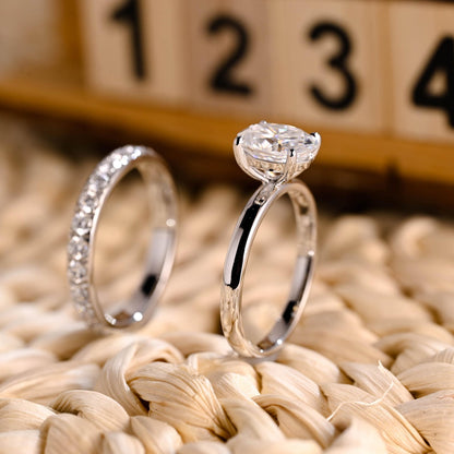 1.0 CT Round Solitaire Lab Grown Diamond Bridal Ring Set