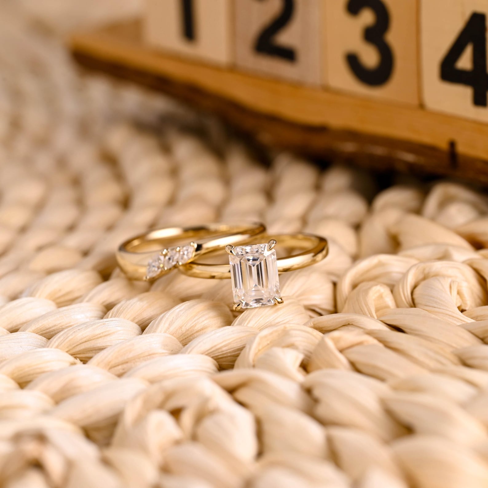 1.0 CT Round Solitaire Lab Grown Diamond Bridal Ring Set