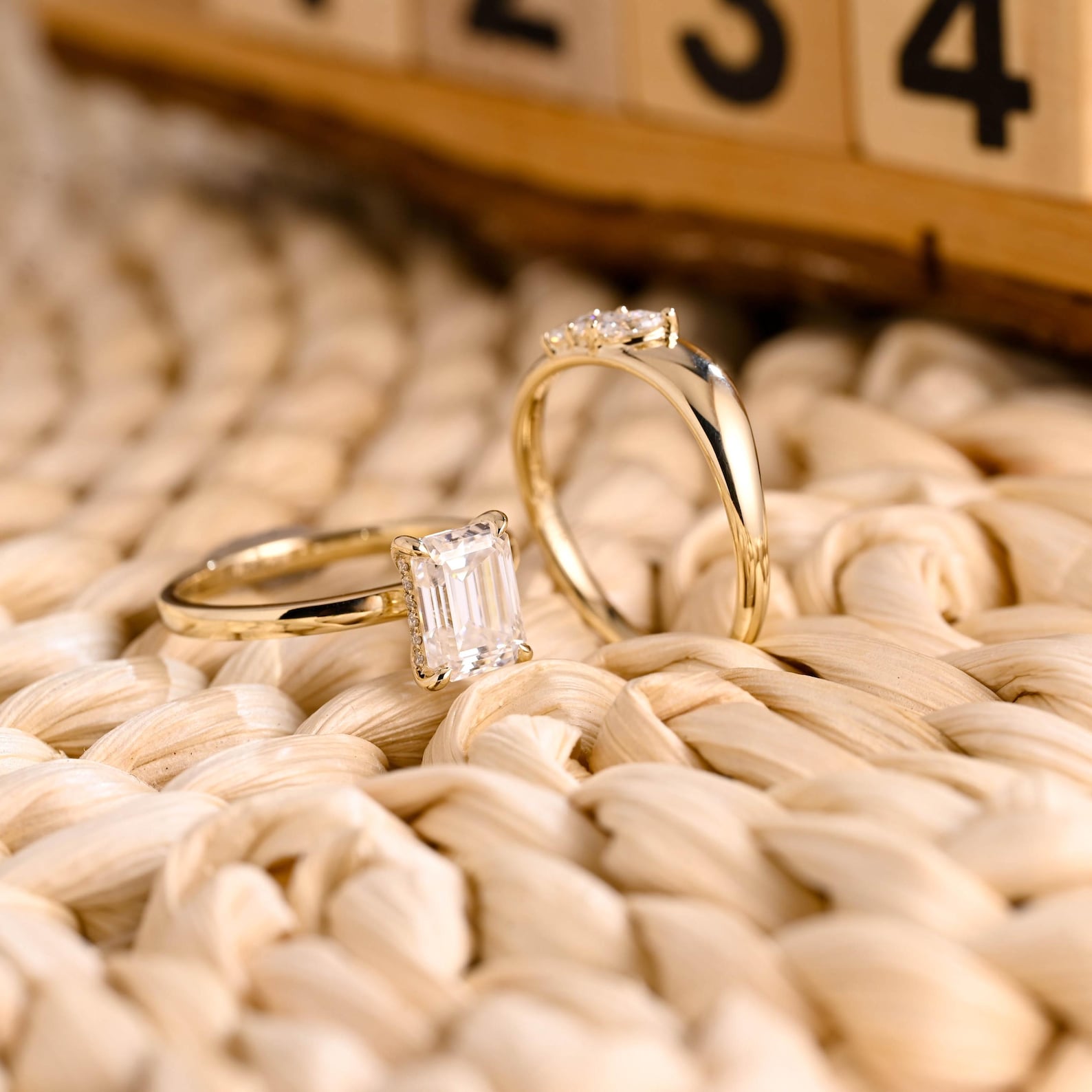1.0 CT Round Solitaire Lab Grown Diamond Bridal Ring Set