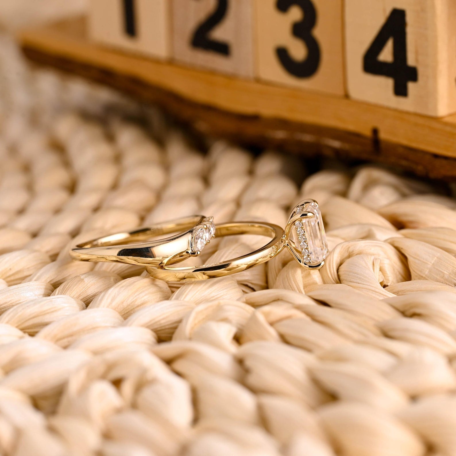 1.0 CT Round Solitaire Lab Grown Diamond Bridal Ring Set