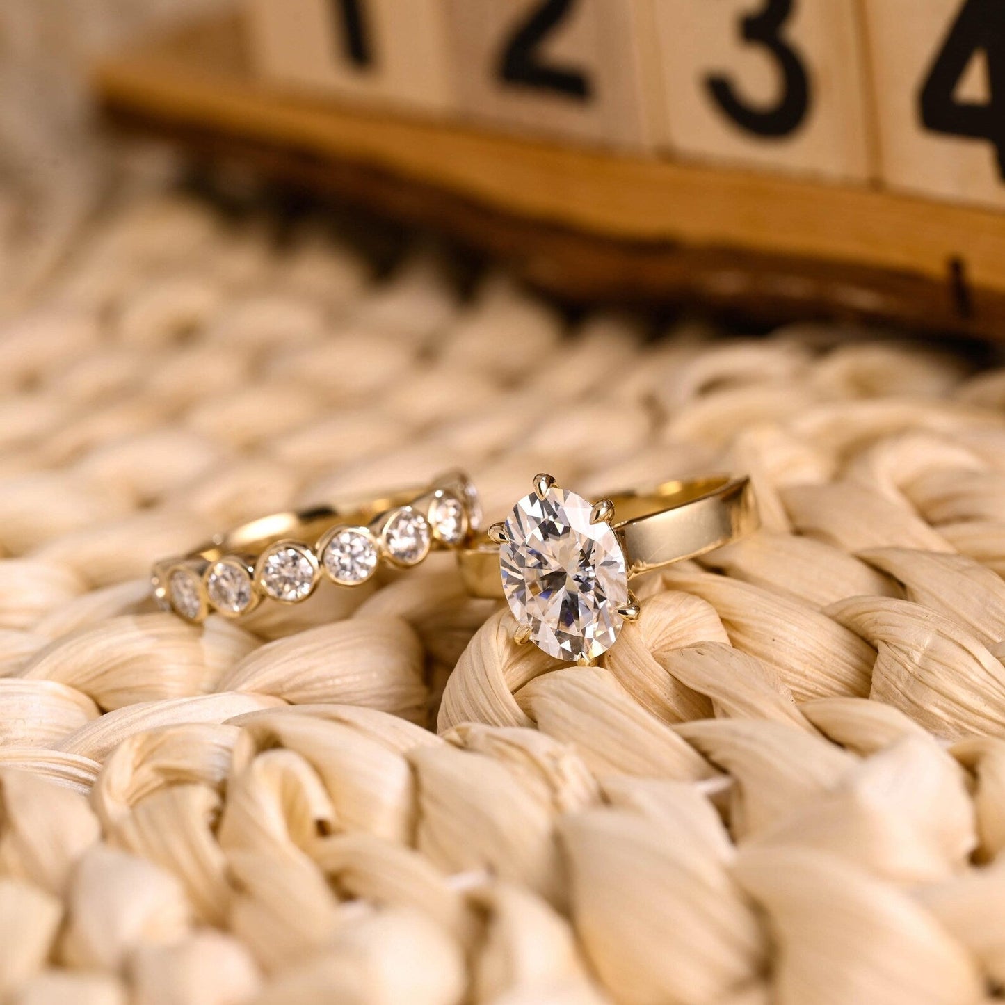 1.0 CT Round Solitaire Lab Grown Diamond Bridal Ring Set