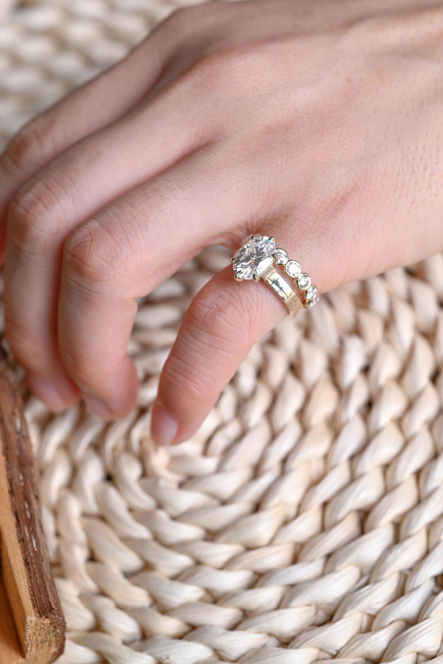 1.0 CT Round Solitaire Lab Grown Diamond Bridal Ring Set
