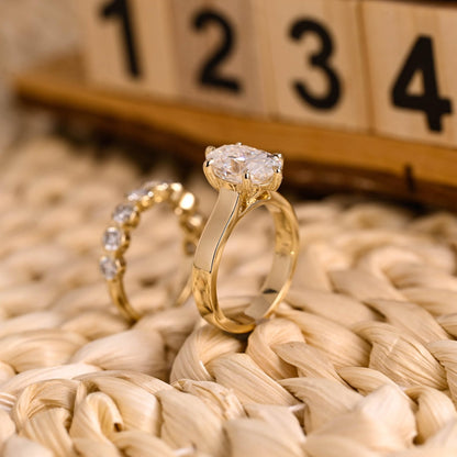 1.0 CT Round Solitaire Lab Grown Diamond Bridal Ring Set