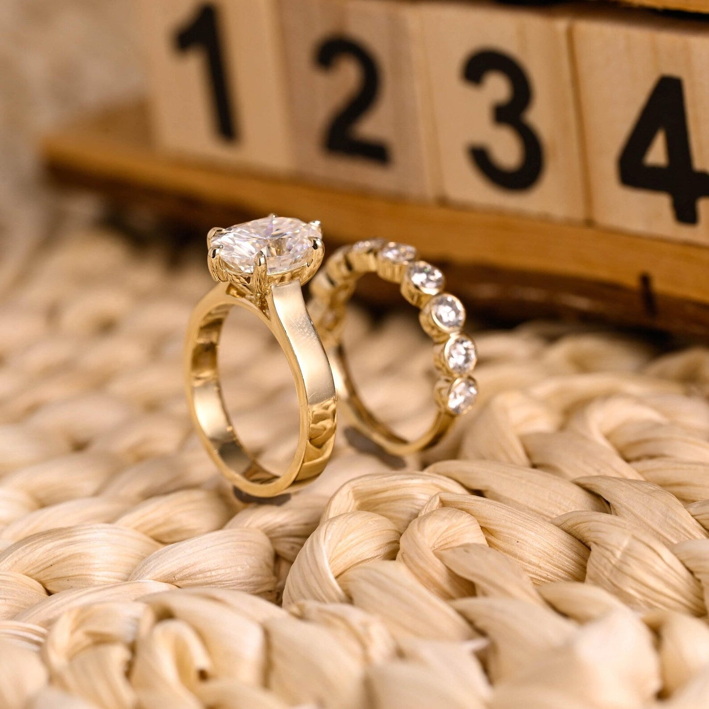 1.0 CT Round Solitaire Lab Grown Diamond Bridal Ring Set