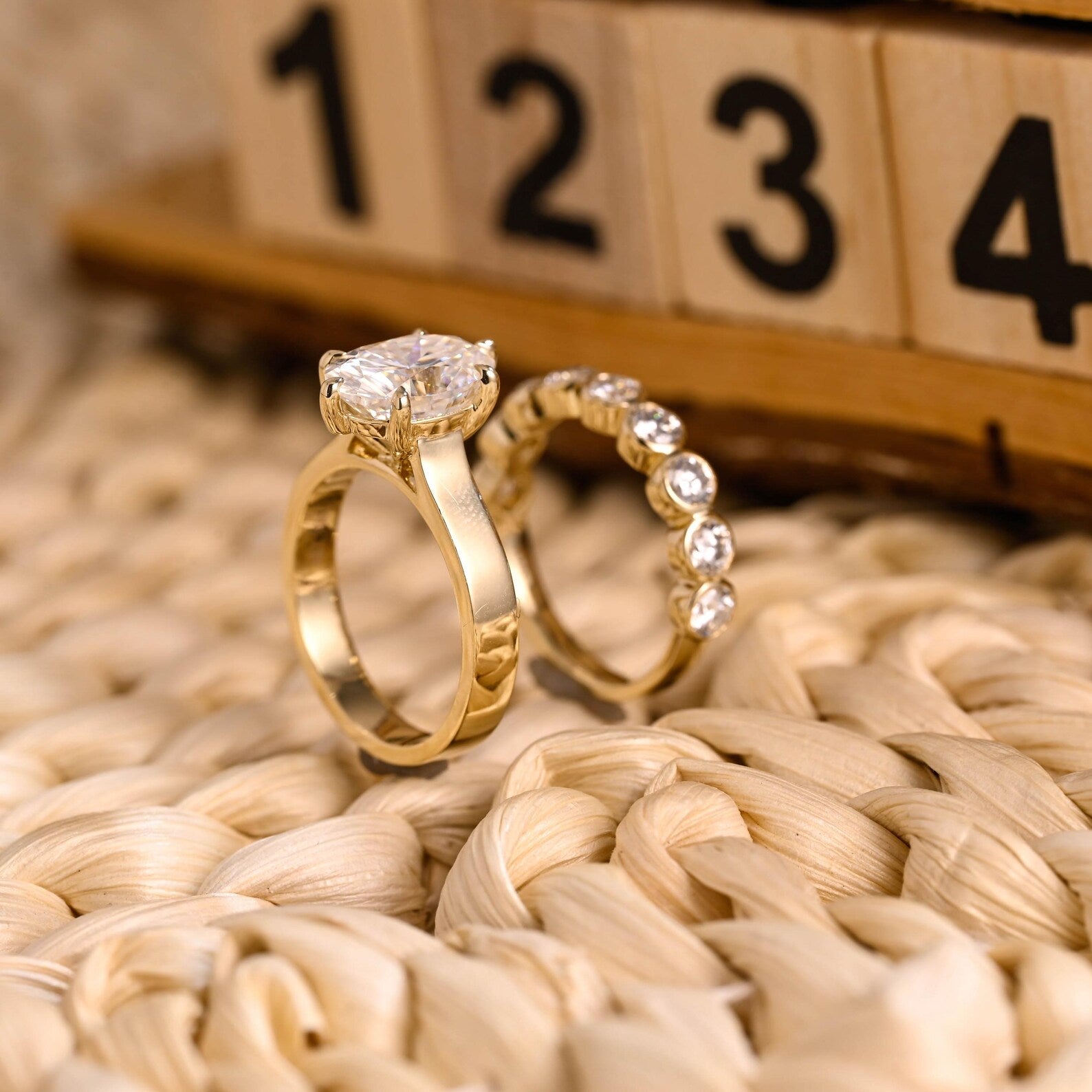 1.0 CT Round Solitaire Lab Grown Diamond Bridal Ring Set