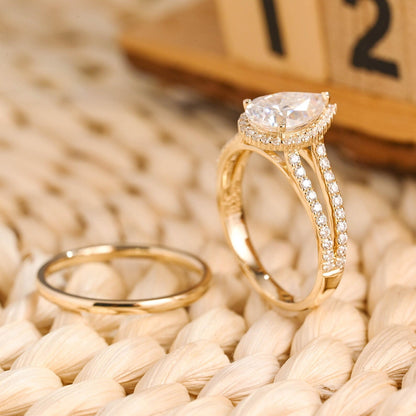 1.0 CT Round Solitaire Lab Grown Diamond Bridal Ring Set