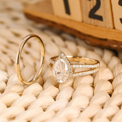 1.0 CT Round Solitaire Lab Grown Diamond Bridal Ring Set