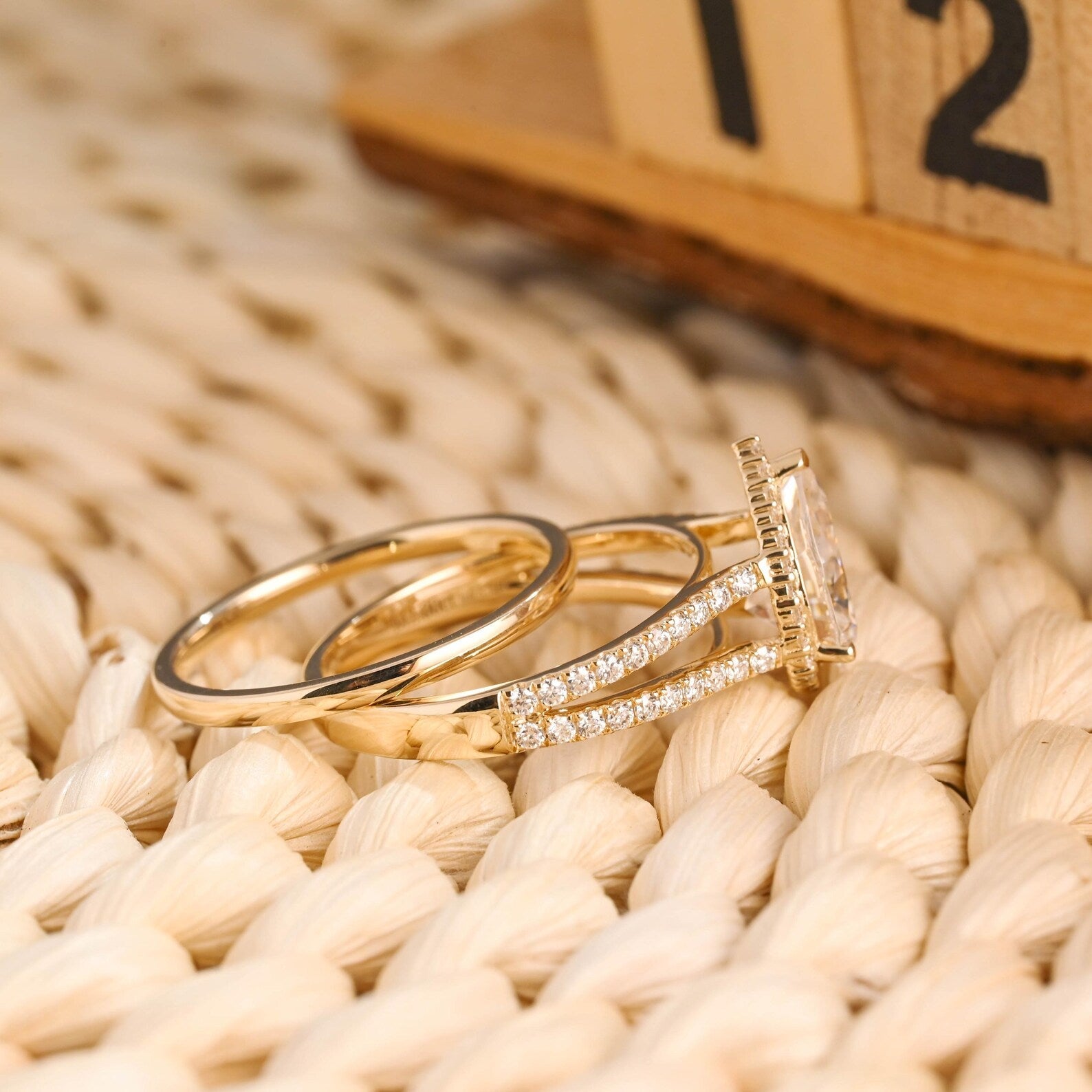 1.0 CT Round Solitaire Lab Grown Diamond Bridal Ring Set